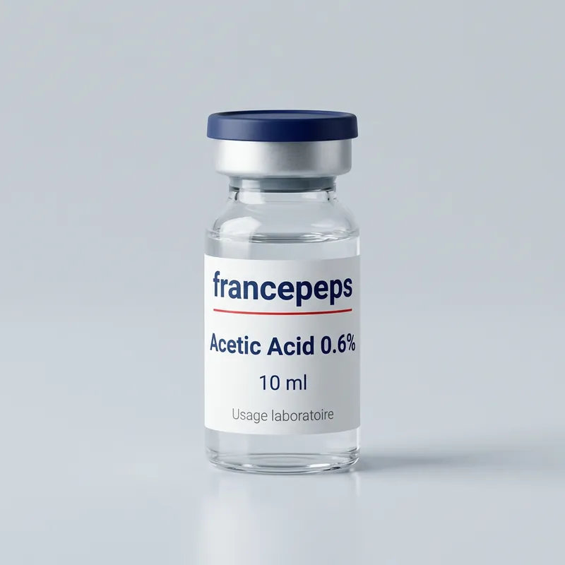 Flacon Acide acétique 0,6 % 10 ml FrancePeps, usage de recherche
