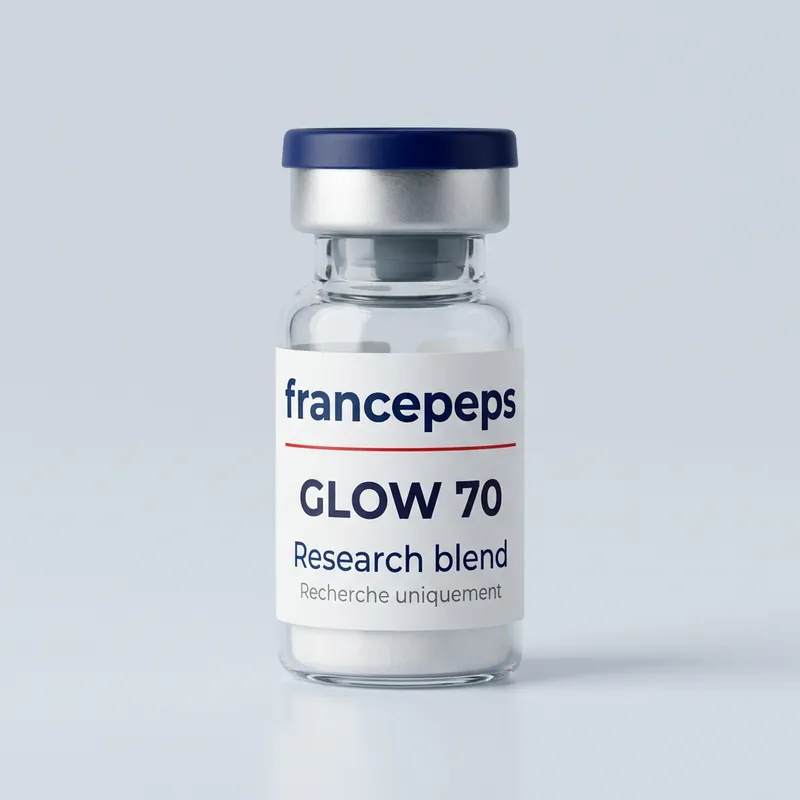 Flacon GLOW 70 (BPC-157 + GHK-Cu + TB-500) FrancePeps, usage de recherche