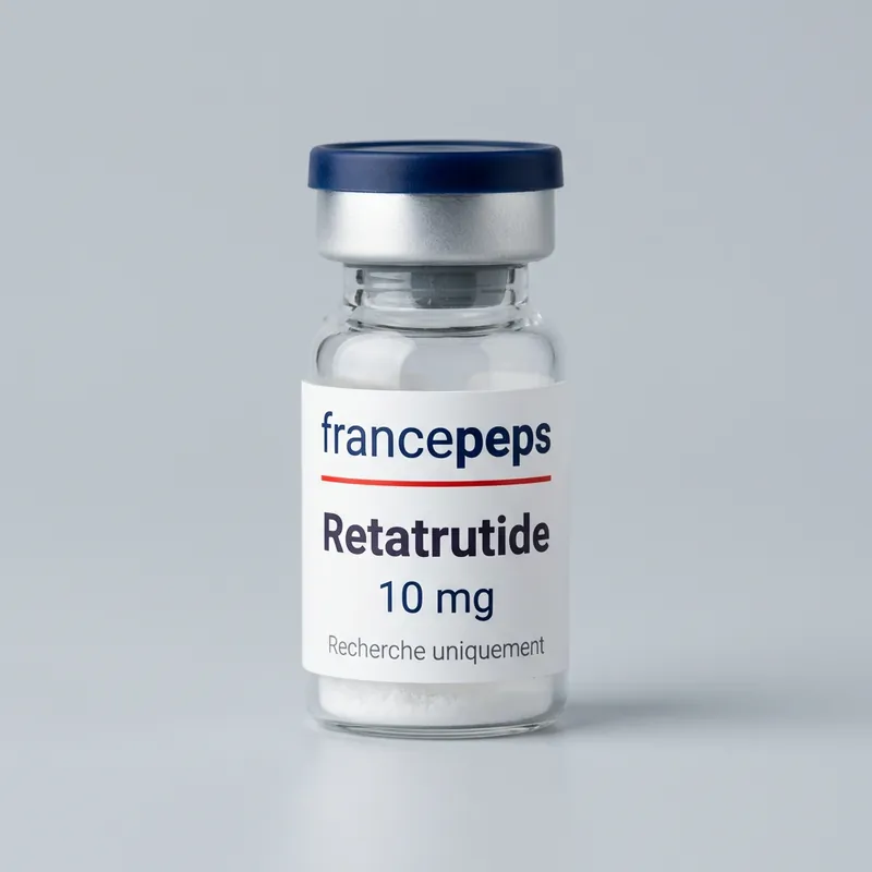 Flacon Rétatrutide 10 mg FrancePeps, usage de recherche