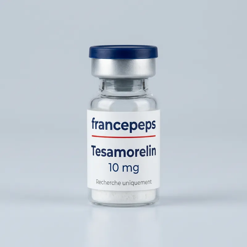 Flacon Tésamoréline 10 mg FrancePeps, usage de recherche